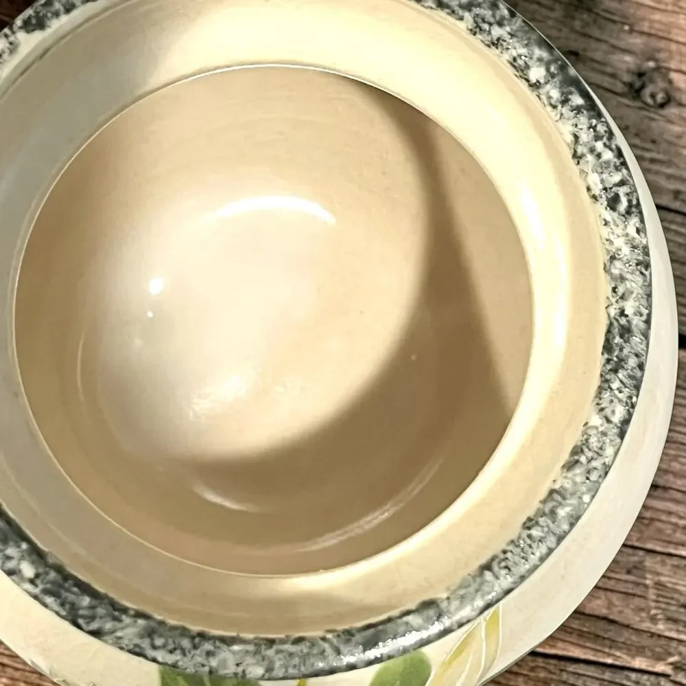 Vintage Casey Pottery Magnolia Sugar Bowl w Lid Marshall Texas Handmade USA 4”